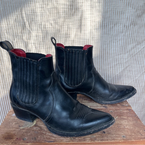 Frye x Matt Schultz Western Chelsea Split Leather Black Ankle Boot - Picture 4 of 11